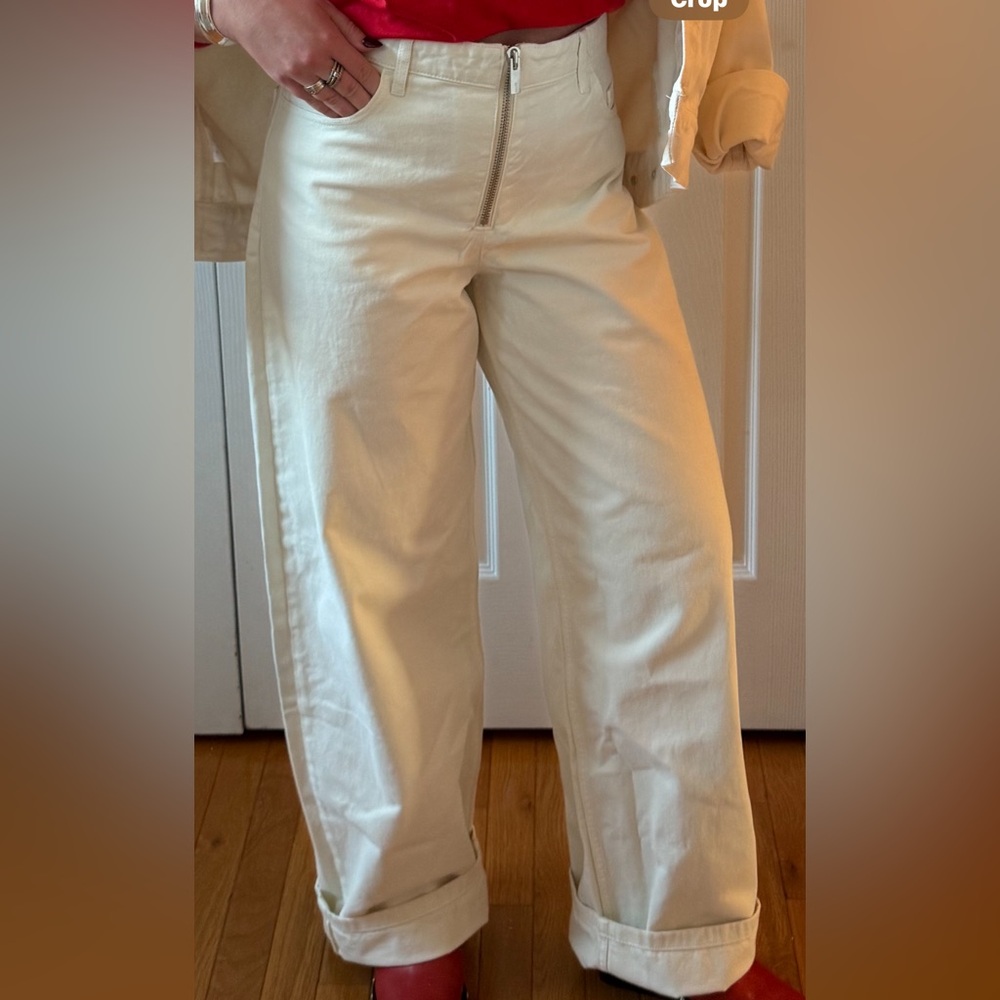 Mango Light Cream Mid-Rise Pants